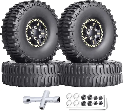 Miniatura 9 de Hobbypark Ruedas y neumáticos Beadlock de latón 1.0 para TRX4M actualizaciones Axial SCX24 1/24 RC Crawler piezas de repuesto, juego de 4 (tipo A)