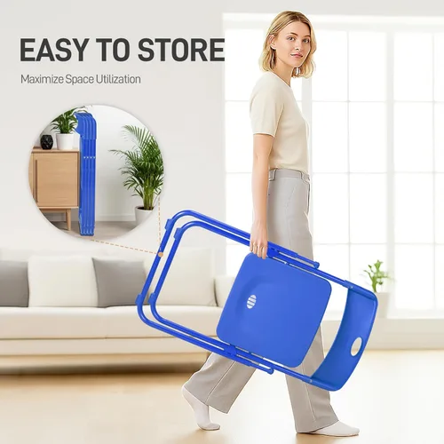 Miniatura 7 de Karl home Silla plegable de 6 piezas, silla plegable ligera de plástico de 300 libras, marco de metal reforzado fácil de plegar y almacenar