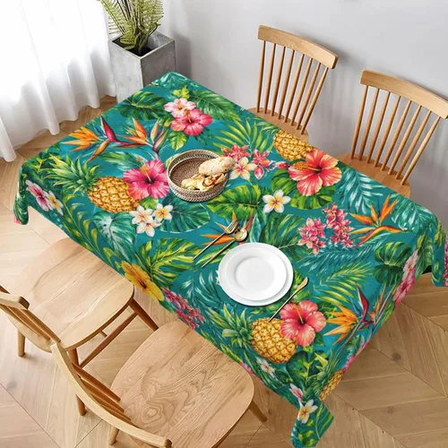 Worltoldb Manteles de Piña de Poliéster Mantel de Mesa para Cocina Mesa de Comedor Mantel Tropical Lavable Cubierta de Mesa para Fiestas Bodas Picnic