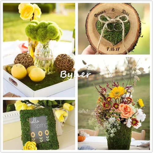 Miniatura 4 de Tapete de musgo seco para bodas, fiestas de cumpleaños, decoración de jardín de hadas, verde oscuro (verde, 14 x 9 pulgadas)