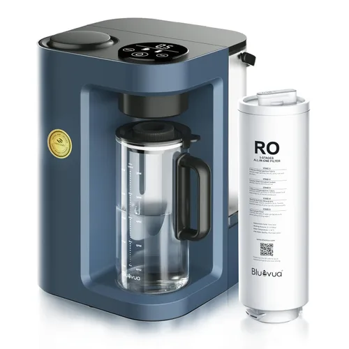 Bluevua RO100ROPOT-LITE Sistema de filtro de agua de ósmosis inversa para encimera, purificación de 5 etapas, proporción de puro a drenado de 3:1,