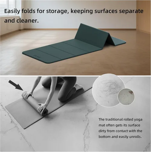 Miniatura 2 de Foldable Yoga Mat 0.32 inches Thick(8mm), SGS Certified POE Material, Non Slip, 71 x 24 inches, Foldable for Travel, Pilates, Camping, Environmental