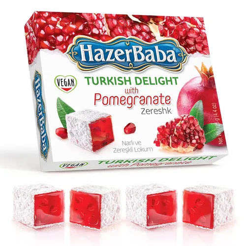 Miniatura 10 de Hazer Baba - Caramelos turcos, sabor a granada y zereshk, 16 onzas (paquete de 1), caja de aperitivos gourmet, aperitivo tradicional, vegano, lokum