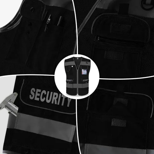 Miniatura 4 de TCCFCCT Chaleco de Seguridad de Malla para Guardia de Seguridad 9 Bolsillos Chaleco de Seguridad Reflectante de Alta Visibilidad para Hombres