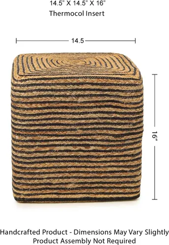 Miniatura 3 de REDEARTH · Puf otomano de pie en forma de cubo - Puf trenzado de yute para sentarse, reposapiés para sala de estar, dormitorio, guardería, patio