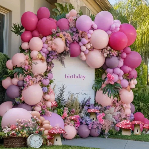 Miniatura 2 de Guirnalda de globos de color morado y rosa, globos de doble relleno de lavanda lila, globos pastel de diferentes tamaños, kit de arco de globos