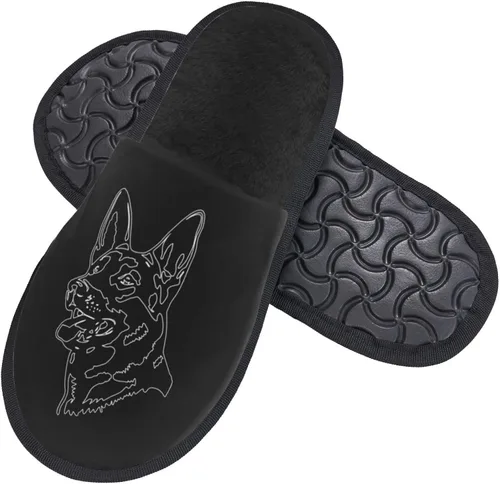 Miniatura 2 de Hot-German-Shepherd-Dog - Pantuflas peludas de algodón para el hogar en invierno, pantuflas de felpa unisex de dos tamaños