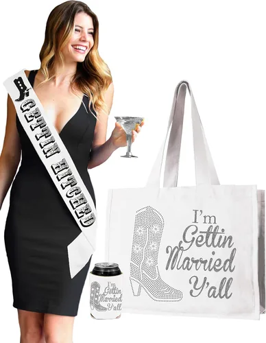 Miniatura 10 de Disco Cowgirl - Traje de despedida de soltera - Cowgirl Getting Hitched Bride Sash - Country Western Bridal Shower