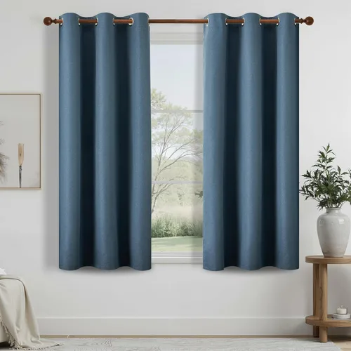 Miniatura 14 de DONREN Cortinas opacas de lino con aislamiento térmico de 52 x 95 pulgadas, cortinas de oscurecimiento de habitación con ojales para dormitorio