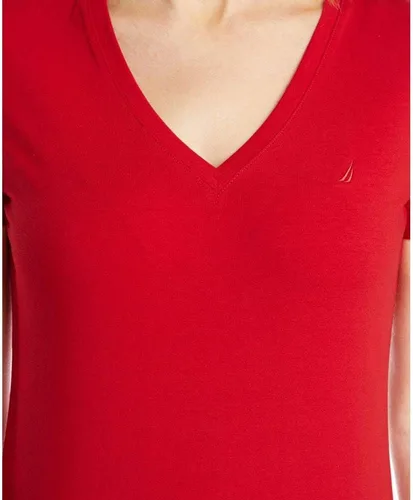 Miniatura 7 de Nautica Camiseta de algodón elástico súper suave con cuello en V para mujer