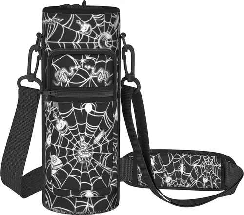 Miniatura 30 de Goth Moon Botella de agua de medio galón con funda - Botella de agua con tapa abatible sin BPA de 32 onzas - con marcador de tiempo, jarra de agua a
