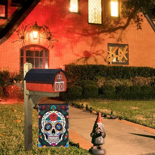 Miniatura 5 de Allenjoy Bandera de Día de los Muertos para exteriores, vertical, mexicana, fiesta, casa, césped, patio, porche, patio, decoración al aire libre, 12