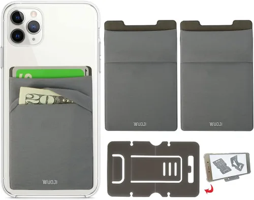 Miniatura 17 de Cartera para tarjetas de teléfono con bloqueo RFID, doble bolsillo seguro, ultradelgada, autoadhesiva, funda para tarjetas de crédito, calcomanía