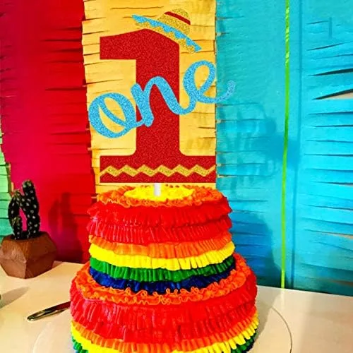 Miniatura 7 de Fiesta Uno One Cake Topper Taco Mini Sombrero Sombrero 1er Cumpleaños Decoración de Pastel para Fiesta Mexicana Niños Niñas Un Año de Edad Fiesta
