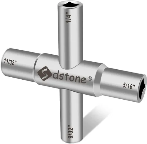 Sdstone Llave Sillcock de 4 vías, llave de agua de acero, para válvula, grifo y espigas, 1 paquete