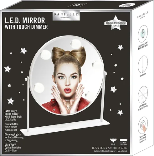 Miniatura 2 de DANIELLE Espejo LED Hollywood redondo, atenuador táctil, imagen verdadera, color blanco
