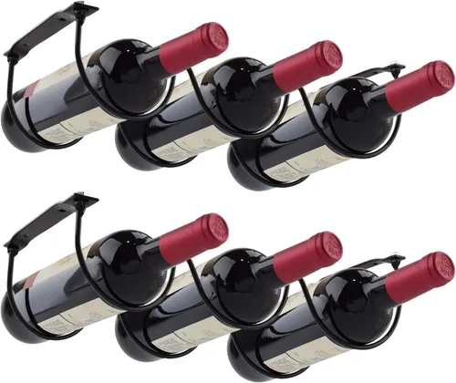 MOCOUM Paquete de 2 estantes de vino debajo del mostrador, soporte para botellas de vino debajo del gabinete, estante de almacenamiento de vino de
