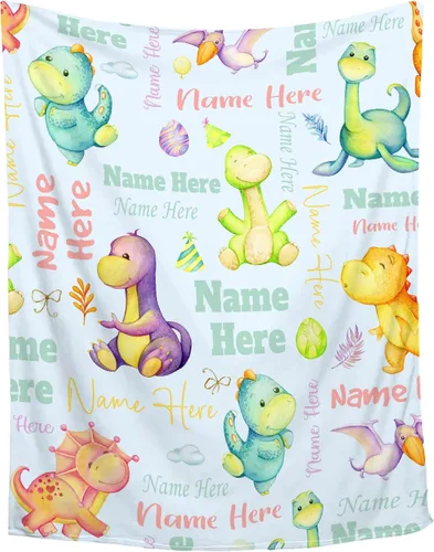 Miniatura 25 de Manta de bebé personalizada de Sandilya para niñas y niños, manta de bebé personalizada con dinosaurio, manta envolvente para niños pequeños, bebés