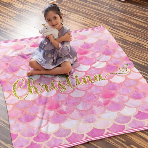Miniatura 102 de Artsadd Manta de bebé personalizada para niños y niñas con nombre, manta personalizada con nombre de bebé con patrón de unicornio, manta
