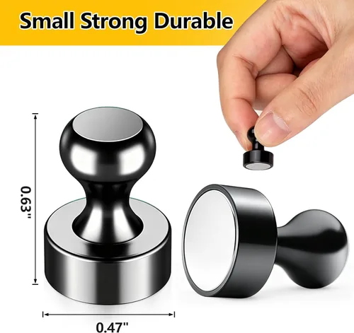 Miniatura 2 de 24 imanes de nevera, imanes para refrigerador, pequeños imanes fuertes, imanes de pizarra blanca para refrigerador, pasadores magnéticos para Negro