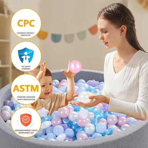 Miniatura 9 de Star Ball Pit Balls for Toddlers - 100 200 500 Pack Phthalate & BPA Free Plastic Toy Balls for Kids, Ball Pool Play Tent, Baby Kiddie Pool Water