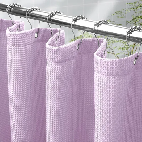 Miniatura 25 de AmazerBath - Cortina de ducha extralarga de 96 pulgadas, cortina de ducha de nido de abeja blanca extralarga, cortinas de ducha de tela para baño
