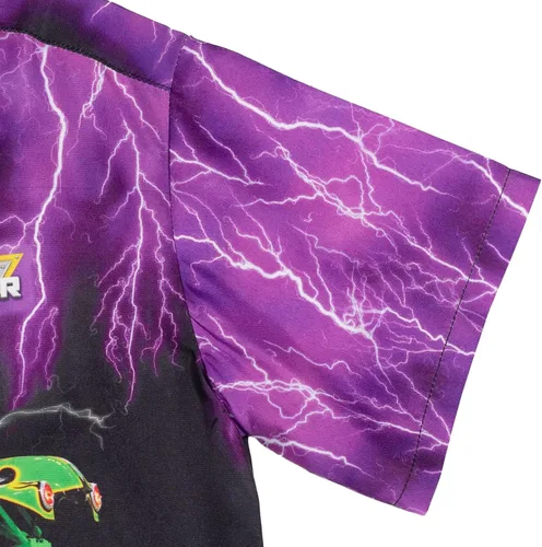 Miniatura 8 de Monster Jam Trucks Grave Digger - Camisa hawaiana de manga corta con botones para niños