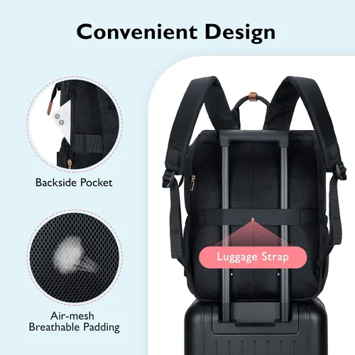 Miniatura 5 de Moclla para extractor de leche mommore para Spectra S1, S2, mochila para pañales Medela para mamás trabajadoras con funda para laptop de 15.6 Negro