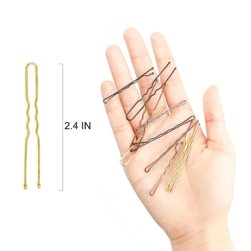 Miniatura 2 de Hoyols Pinzas en forma de U, pinzas de metal curvadas y onduladas para moño, horquilla para mujeres y niñas, peinados, cabello grueso y fino, 100
