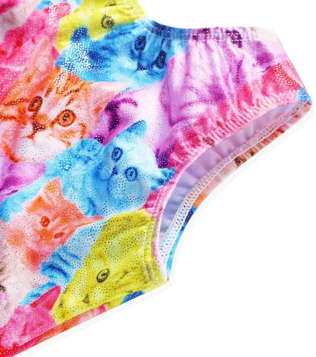 Miniatura 173 de HOZIY - Leotardos de gimnasia con pantalones cortos brillantes para niñas pequeñas; estampados de unicornio, aurora, arco iris, sirena, dinosaurio