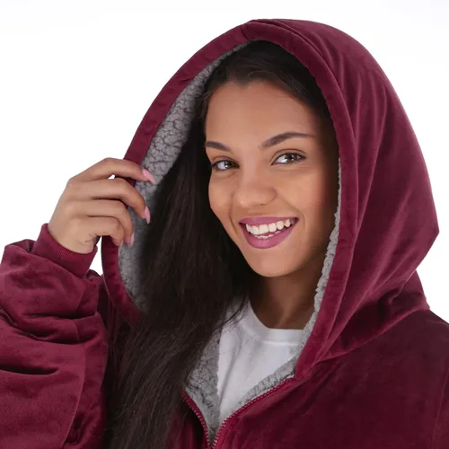 Miniatura 5 de THE COMFY - Manta portátil original de sherpa y microfibra, viene en tamaño extragrande, con cremallera de un cuarto, de talla única, y vista