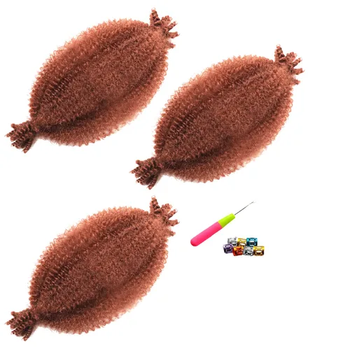 Miniatura 35 de Marley Twist - Cabello trenzado marrón Spring Twist de 18 pulgadas, cabello Marley para rastas suaves de imitación mariposa, cabello trenzado rizado