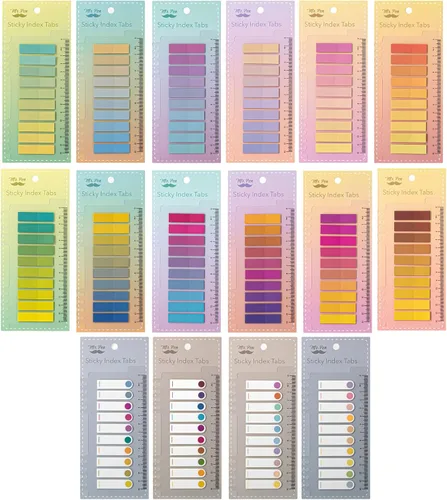 Mr. Pen - Pestañas coloridas para libros, 3200 unidades, pestañas adhesivas transparentes para anotar libros, marcadores de página Spectrum