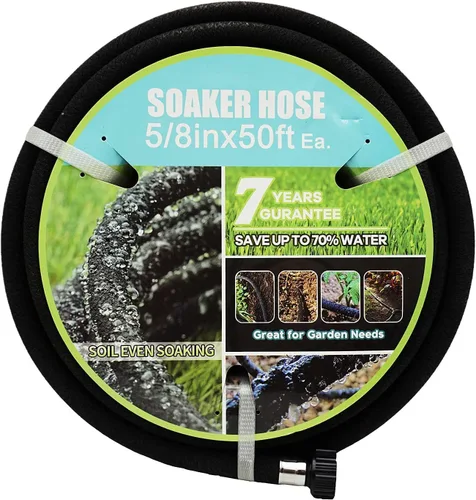 Miniatura 12 de Manguera de remojo de 1/2 pulgada y 15 pies de goma para remojo de jardín, manguera redonda de goteo de agua para riego por goteo resistente