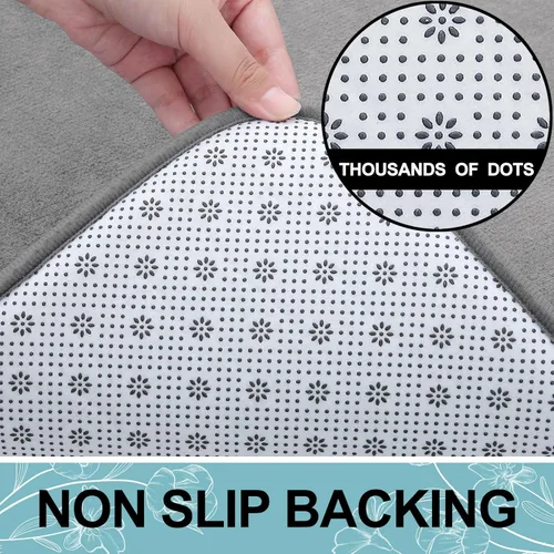 Miniatura 6 de Smiry Tapete de Baño de Espuma Viscoelástica de 24x16 Pulgadas, Tapetes de Baño Extra Suaves y Absorbentes, Alfombra Antideslizante Lavable para Gris