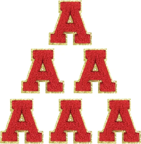 Miniatura 28 de 6 piezas de parches de letras de chenilla autoadhesivas, parches de letras preppy de 2 pulgadas para bolsos, ropa y sombreros, grandes pegatinas