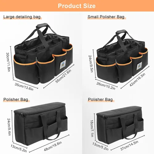 Miniatura 2 de WDG Organizador de limpieza de bolsas de detalles, 2 unidades, con asa y pulidora, bolsa grande para el cuidado del automóvil, bolsa de transporte