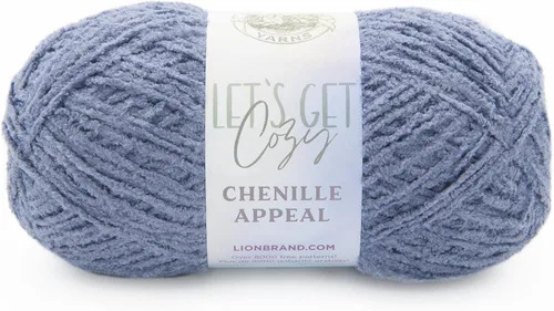 Lion Brand Yarn, Paquete de 1 estambre de chenilla atractivo para tejer y hacer ganchillo, granito azul, 1 unidad