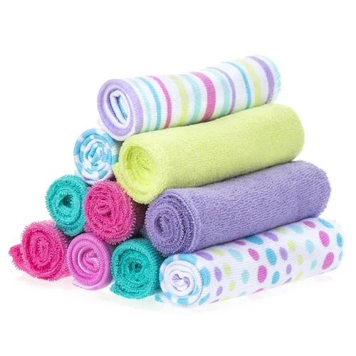 Spasilk Juego de toallitas para niños y niñas recién nacidos, juego de toallas de rizo suave, paquete de 10, burbujas aguamarina, (010-1201)