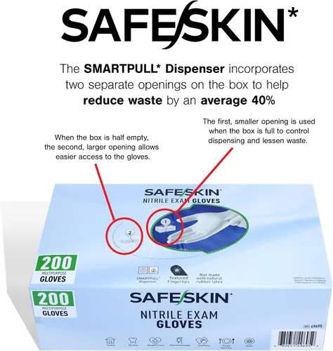 Miniatura 6 de SAFESKIN Nitrile Exam Gloves Disposable - 3.5 Mil, Gray, Powder Free Gloves for Medical, Dental, Cleaning, Cooking