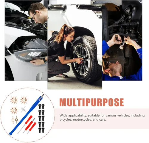 Miniatura 3 de Alasum 47pcs Tire Valve Stem Tool Set with Puller and Core Remover Blue Handle Valve Stem Installer for Car and Motorcycle Wheel Repair
