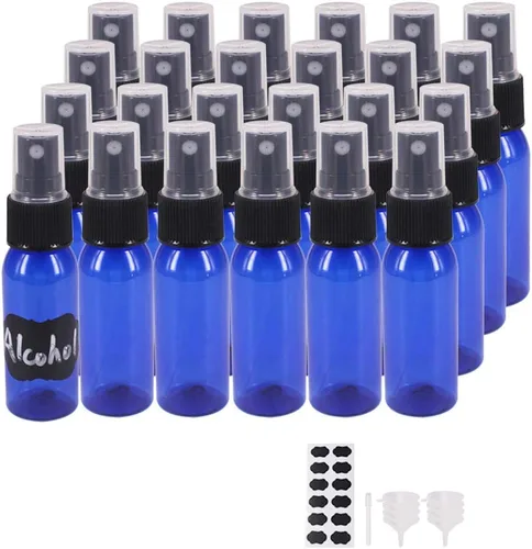 Miniatura 7 de Paquete de 12 botellas de spray de niebla fina de 3.3 onzas, botellas de plástico ámbar para aceites esenciales, perfumes, alcohol, botella