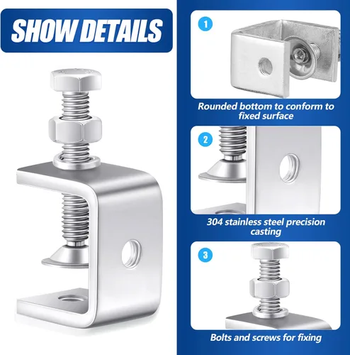 Miniatura 3 de Lounsweer 40 abrazaderas C de acero inoxidable resistentes de 1 3/16 pulgadas con apertura de mandíbula ancha estable, abrazaderas de tornillo