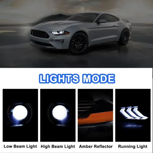 Miniatura 6 de ROXX Conjunto de faros delanteros LED completos para Ford Mustang 2018, 2019, 2020, 2021, 2022, solo lado izquierdo, proyector de luz alta y baja