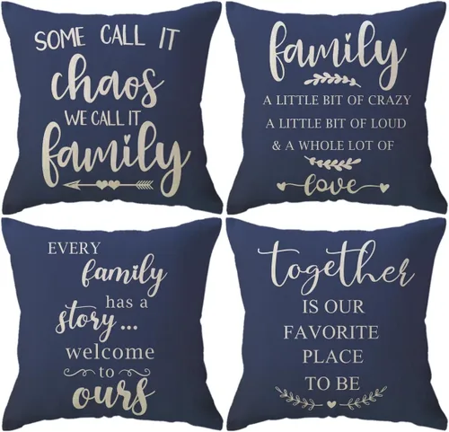 Miniatura 9 de ULOVE LOVE YOURSELF Juego de 4 fundas de cojín decorativas con citas para el hogar, 18 x 18 pulgadas, fundas de almohada rústicas con palabras