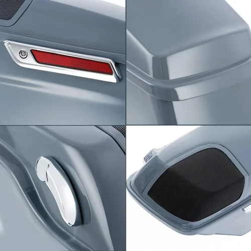 Miniatura 3 de Alforjas de ABS extendidas gris Gunship de 4 pulgadas para Harley Touring CVO Street Electra Glide 2014-2023