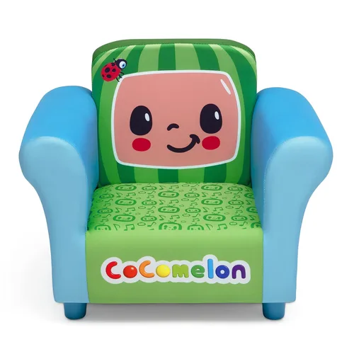 Miniatura 5 de Delta Children Juego de mesa y silla para niños con almacenamiento (2 sillas incluidas) y silla tapizada, madera CoComelon