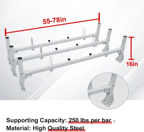 Miniatura 4 de Bastidores de escalera para furgonetas, portaequipajes de acero para Ford Econoline E150 250 350 1992-2015, apto para Chevrolet Express 1500 2500