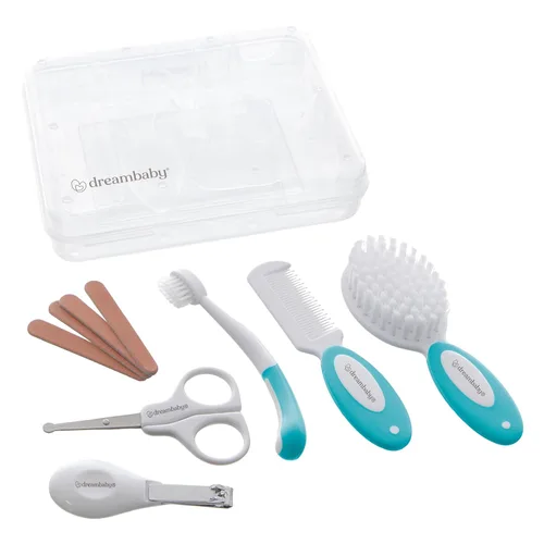 Dreambaby Kit esencial de aseo para bebé, juego de cuidado de seguridad para recién nacidos con cepillo, peine, cepillo de dientes, cortauñas,
