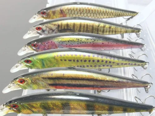 Miniatura 17 de Minnow Crankbait para pesca de lubina Señuelo de lubina Jerkbait Señuelos de pesca y caja de aparejos HC15KB